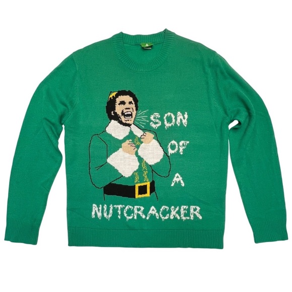ELF Sweaters - Buddy the Elf Son of a Nutcracker Green Ugly Christmas Sweater Small